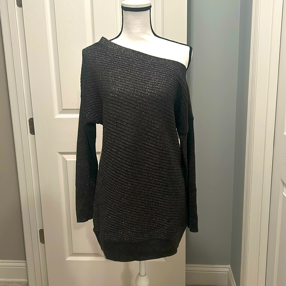 White House Black Market sweater. Black with silver sparkle.